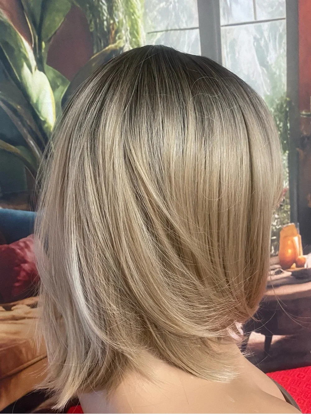Blonde Layered Bob Wig with Side Bangs - Chic Natural Look